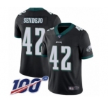 Youth Philadelphia Eagles #42 Andrew Sendejo Black Alternate Vapor Untouchable Limited Player 100th Season Football Jersey