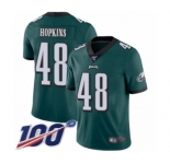 Youth Philadelphia Eagles #48 Wes Hopkins Midnight Green Team Color Vapor Untouchable Limited Player 100th Season Football Jersey