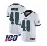 Youth Philadelphia Eagles #48 Wes Hopkins White Vapor Untouchable Limited Player 100th Season Football Jersey
