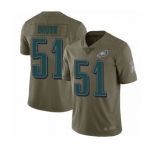 Youth Philadelphia Eagles #51 Zach Brown Limited Olive 2017 Salute to Service Football Jersey