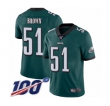 Youth Philadelphia Eagles #51 Zach Brown Midnight Green Team Color Vapor Untouchable Limited Player 100th Season Football Jersey