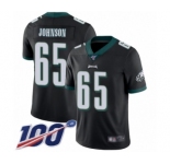 Youth Philadelphia Eagles #65 Lane Johnson Black Alternate Vapor Untouchable Limited Player 100th Season Football Jersey