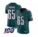 Youth Philadelphia Eagles #65 Lane Johnson Midnight Green Team Color Vapor Untouchable Limited Player 100th Season Football Jersey