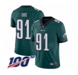 Youth Philadelphia Eagles #91 Fletcher Cox Midnight Green Team Color Vapor Untouchable Limited Player 100th Season Football Jersey