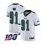 Youth Philadelphia Eagles #91 Fletcher Cox White Vapor Untouchable Limited Player 100th Season Football Jersey