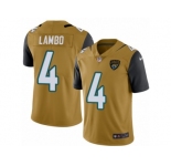 Men Nike Jacksonville Jaguars #4 Josh Lambo Elite Gold Rush Vapor Untouchable NFL Jersey