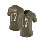 Women Nike Jacksonville Jaguars #17 DJ Chark Olive Gold Stitched NFL Limited 2017 Salute to Service Jersey
