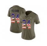 Women Nike Jacksonville Jaguars #24 T.J. Yeldon Limited Olive USA Flag 2017 Salute to Service NFL Jersey