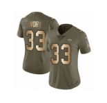 Women Nike Jacksonville Jaguars #33 Chris Ivory Limited Olive Gold 2017 Salute to Service NFL Jersey