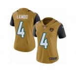 Women Nike Jacksonville Jaguars #4 Josh Lambo Limited Gold Rush Vapor Untouchable NFL Jersey