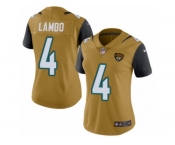 Women Nike Jacksonville Jaguars #4 Josh Lambo Limited Gold Rush Vapor Untouchable NFL Jersey
