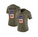 Women Nike Jacksonville Jaguars #5 Blake Bortles Limited Olive USA Flag 2017 Salute to Service NFL Jersey