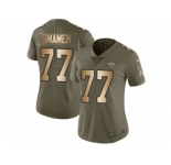Women Nike Jacksonville Jaguars #77 Patrick Omameh Limited Olive Gold 2017 Salute to Service NFL Jersey