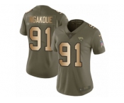 Women Nike Jacksonville Jaguars #91 Yannick Ngakoue Limited Olive Gold 2017 Salute to Service NFL Jersey