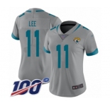 Women's Jacksonville Jaguars #11 Marqise Lee Silver Inverted Legend Limited 100th Season Football Jersey