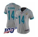 Women's Jacksonville Jaguars #14 Justin Blackmon Silver Inverted Legend Limited 100th Season Football Jersey