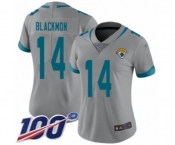Women's Jacksonville Jaguars #14 Justin Blackmon Silver Inverted Legend Limited 100th Season Football Jersey
