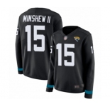 Women's Jacksonville Jaguars #15 Gardner Minshew II Limited Black Therma Long Sleeve Football Jersey