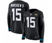 Women's Jacksonville Jaguars #15 Gardner Minshew II Limited Black Therma Long Sleeve Football Jersey