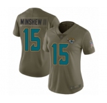 Women's Jacksonville Jaguars #15 Gardner Minshew II Limited Olive 2017 Salute to Service Football Jersey