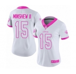 Women's Jacksonville Jaguars #15 Gardner Minshew II Limited White Pink Rush Fashion Football Jersey