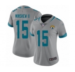 Women's Jacksonville Jaguars #15 Gardner Minshew II Silver Inverted Legend Limited Football Jersey
