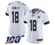 Women's Jacksonville Jaguars #18 Chris Conley White Vapor Untouchable Limited Player 100th Season Football Jersey