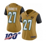 Women's Jacksonville Jaguars #27 Leonard Fournette Limited Gold Rush Vapor Untouchable 100th Season Football Jersey