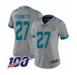 Women's Jacksonville Jaguars #27 Leonard Fournette Silver Inverted Legend Limited 100th Season Football Jersey