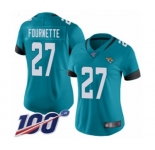 Women's Jacksonville Jaguars #27 Leonard Fournette Teal Green Alternate Vapor Untouchable Limited Player 100th Season Football Jersey