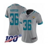 Women's Jacksonville Jaguars #36 Ronnie Harrison Silver Inverted Legend Limited 100th Season Football Jersey