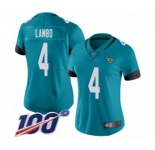 Women's Jacksonville Jaguars #4 Josh Lambo Teal Green Alternate Vapor Untouchable Limited Player 100th Season Football Jersey