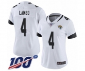Women's Jacksonville Jaguars #4 Josh Lambo White Vapor Untouchable Limited Player 100th Season Football Jersey