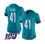 Women's Jacksonville Jaguars #41 Josh Allen Teal Green Alternate Vapor Untouchable Limited Player 100th Season Football Jersey