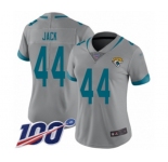 Women's Jacksonville Jaguars #44 Myles Jack Silver Inverted Legend Limited 100th Season Football Jersey