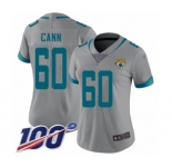 Women's Jacksonville Jaguars #60 A. J. Cann Silver Inverted Legend Limited 100th Season Football Jersey