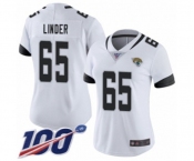 Women's Jacksonville Jaguars #65 Brandon Linder White Vapor Untouchable Limited Player 100th Season Football Jersey