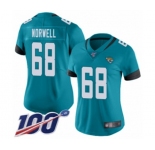 Women's Jacksonville Jaguars #68 Andrew Norwell Teal Green Alternate Vapor Untouchable Limited Player 100th Season Football Jersey