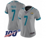 Women's Jacksonville Jaguars #7 Nick Foles Silver Inverted Legend Limited 100th Season Football Jersey