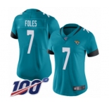 Women's Jacksonville Jaguars #7 Nick Foles Teal Green Alternate Vapor Untouchable Limited Player 100th Season Football Jersey