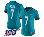 Women's Jacksonville Jaguars #7 Nick Foles Teal Green Alternate Vapor Untouchable Limited Player 100th Season Football Jersey