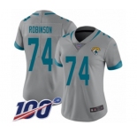 Women's Jacksonville Jaguars #74 Cam Robinson Silver Inverted Legend Limited 100th Season Football Jersey