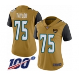 Women's Jacksonville Jaguars #75 Jawaan Taylor Limited Gold Rush Vapor Untouchable 100th Season Football Jersey