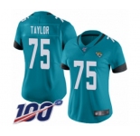 Women's Jacksonville Jaguars #75 Jawaan Taylor Teal Green Alternate Vapor Untouchable Limited Player 100th Season Football Jersey