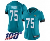 Women's Jacksonville Jaguars #75 Jawaan Taylor Teal Green Alternate Vapor Untouchable Limited Player 100th Season Football Jersey