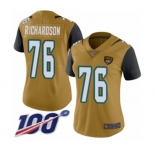 Women's Jacksonville Jaguars #76 Will Richardson Limited Gold Rush Vapor Untouchable 100th Season Football Jersey