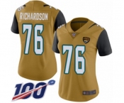 Women's Jacksonville Jaguars #76 Will Richardson Limited Gold Rush Vapor Untouchable 100th Season Football Jersey