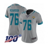 Women's Jacksonville Jaguars #76 Will Richardson Silver Inverted Legend Limited 100th Season Football Jersey