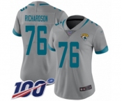 Women's Jacksonville Jaguars #76 Will Richardson Silver Inverted Legend Limited 100th Season Football Jersey