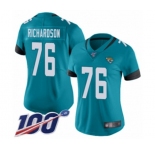Women's Jacksonville Jaguars #76 Will Richardson Teal Green Alternate Vapor Untouchable Limited Player 100th Season Football Jersey